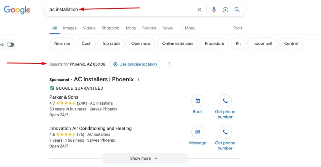 local service keywords 1
