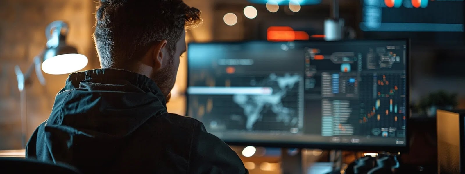 Local SEO Tactics For HVAC Contractors to Maximize Visibility a person examining a computer screen showing detailed analytics of local search rankings and website traffic for an hvac company.