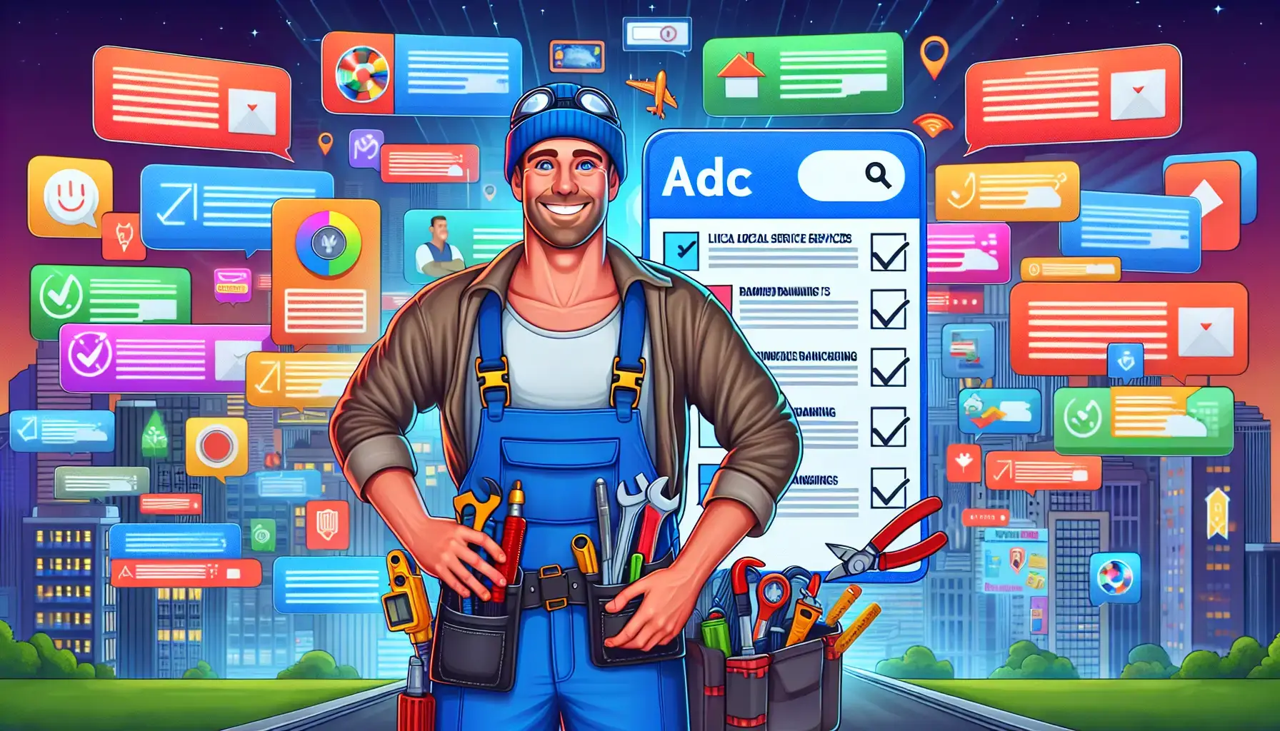 2025 Guide to Local SEO for HVAC Contractors A cartoon illustrating the top ranking factors for HVAC local service ads.